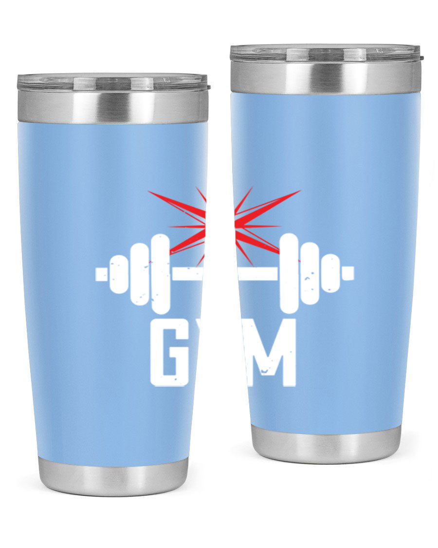 gym 94# Tumbler in stainless steel with a drink-thru lid, showcasing its sleek design and double wall insulation.