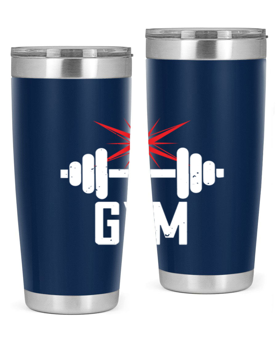 gym 94# Tumbler in stainless steel with a drink-thru lid, showcasing its sleek design and double wall insulation.