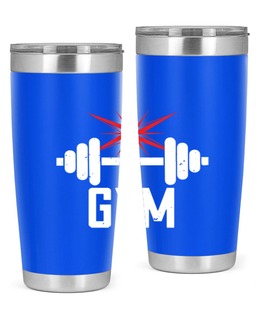 gym 94# Tumbler in stainless steel with a drink-thru lid, showcasing its sleek design and double wall insulation.