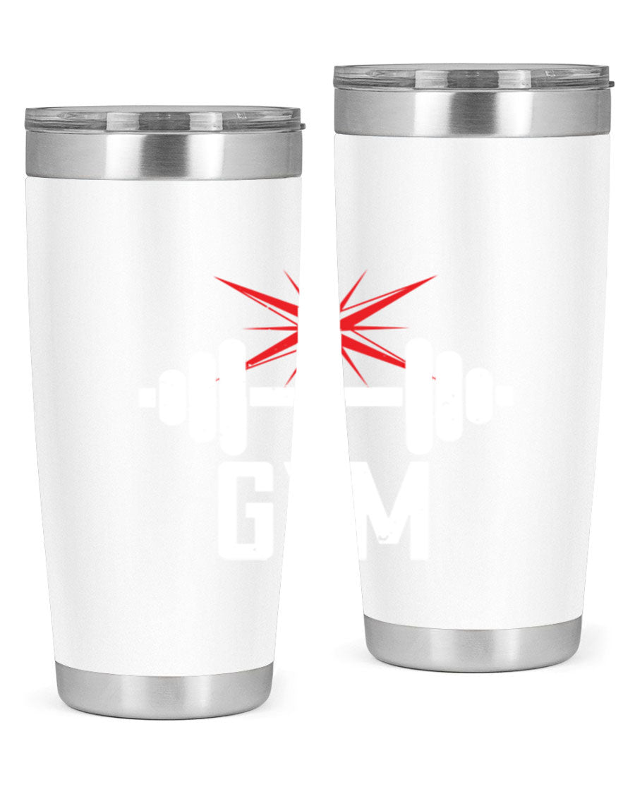 gym 94# Tumbler in stainless steel with a drink-thru lid, showcasing its sleek design and double wall insulation.