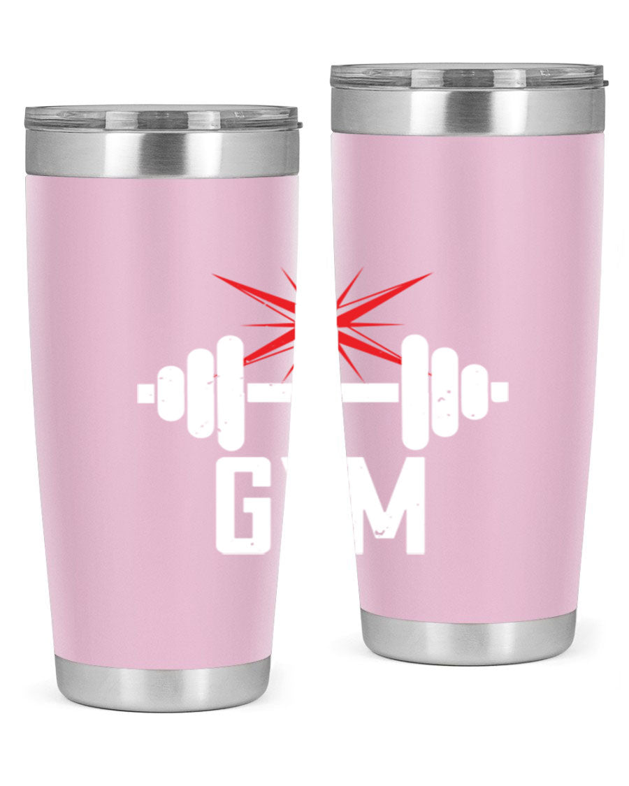 gym 94# Tumbler in stainless steel with a drink-thru lid, showcasing its sleek design and double wall insulation.