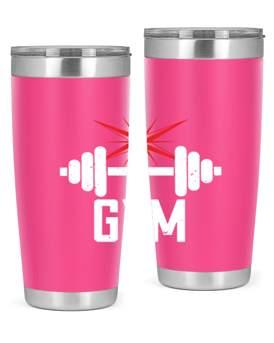 gym 94# Tumbler in stainless steel with a drink-thru lid, showcasing its sleek design and double wall insulation.