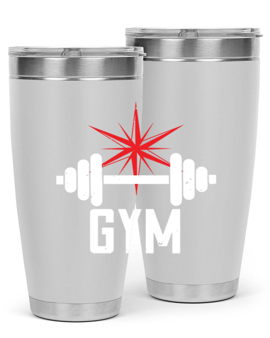 gym 94# Tumbler in stainless steel with a drink-thru lid, showcasing its sleek design and double wall insulation.