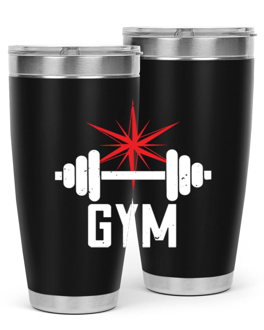 gym 94# Tumbler in stainless steel with a drink-thru lid, showcasing its sleek design and double wall insulation.