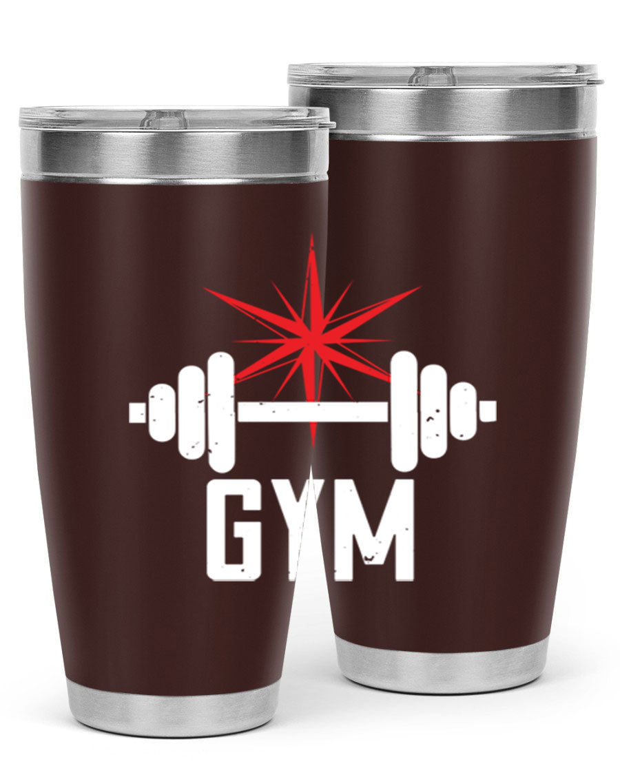 gym 94# Tumbler in stainless steel with a drink-thru lid, showcasing its sleek design and double wall insulation.