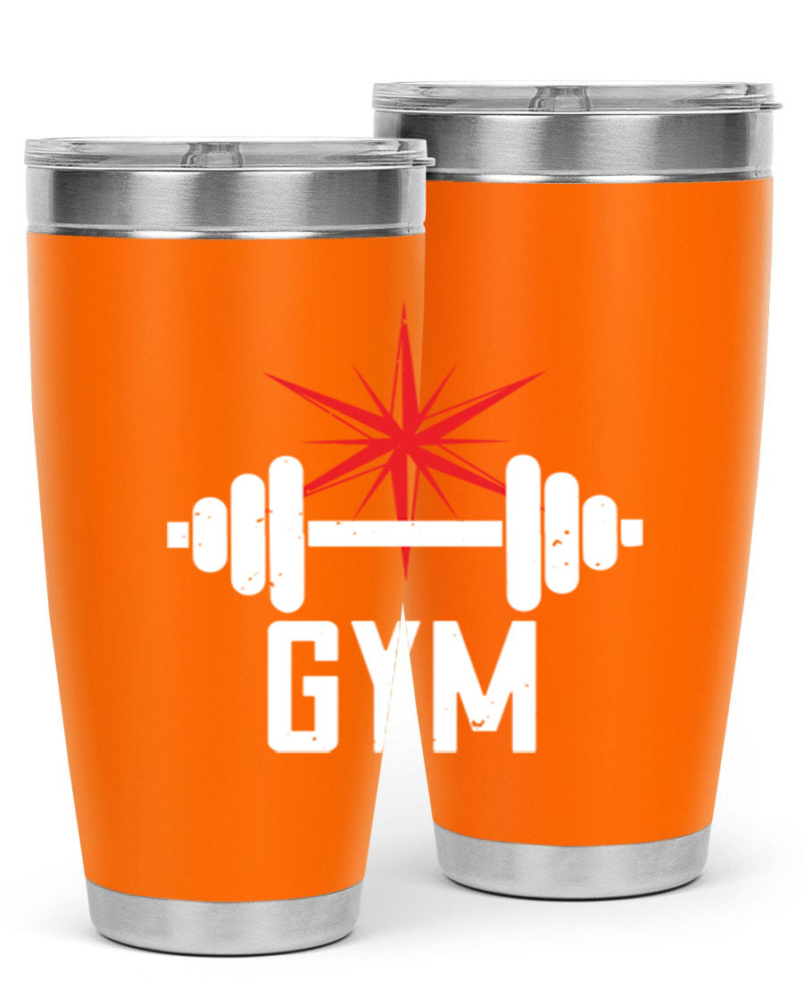 gym 94# Tumbler in stainless steel with a drink-thru lid, showcasing its sleek design and double wall insulation.