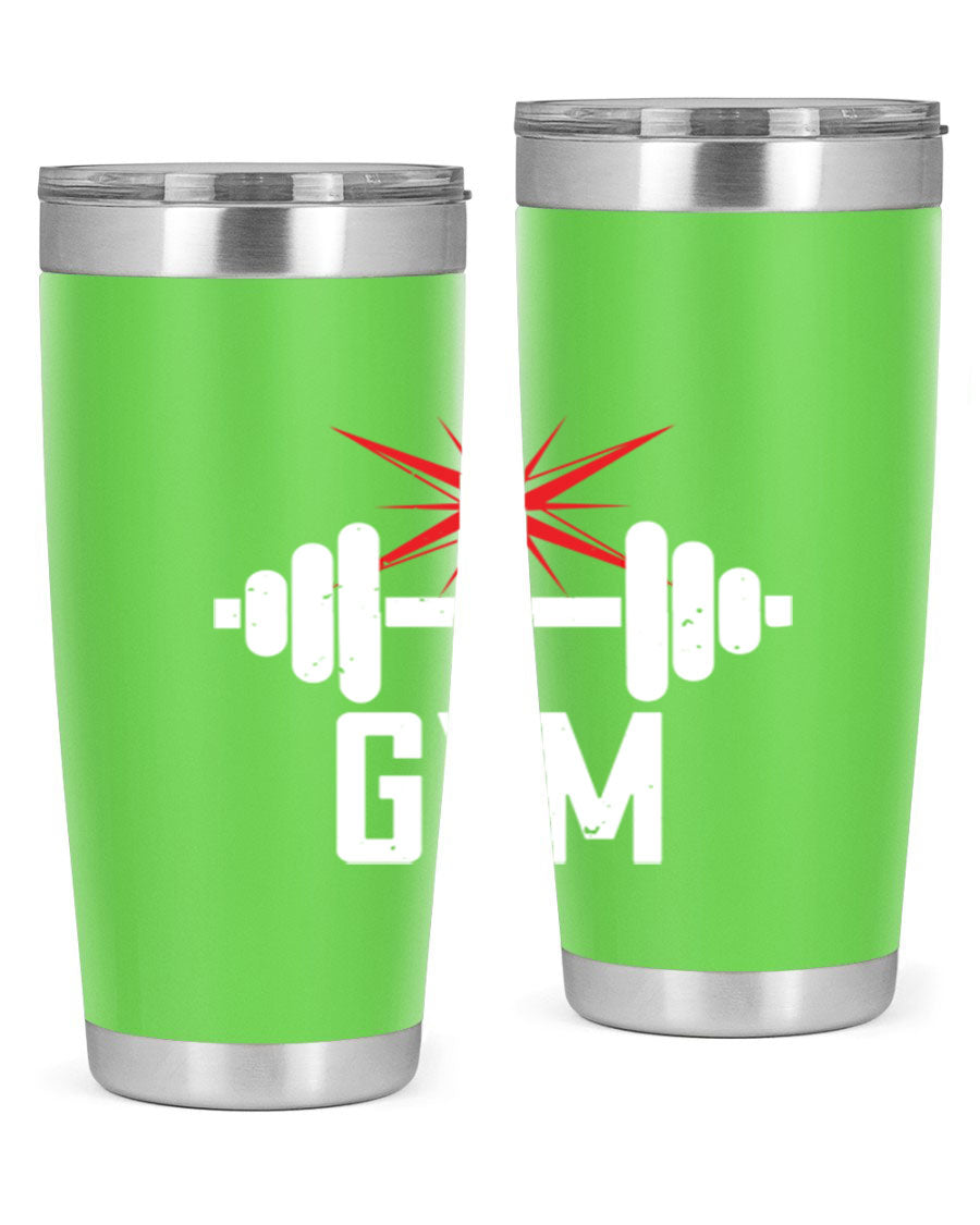 gym 94# Tumbler in stainless steel with a drink-thru lid, showcasing its sleek design and double wall insulation.