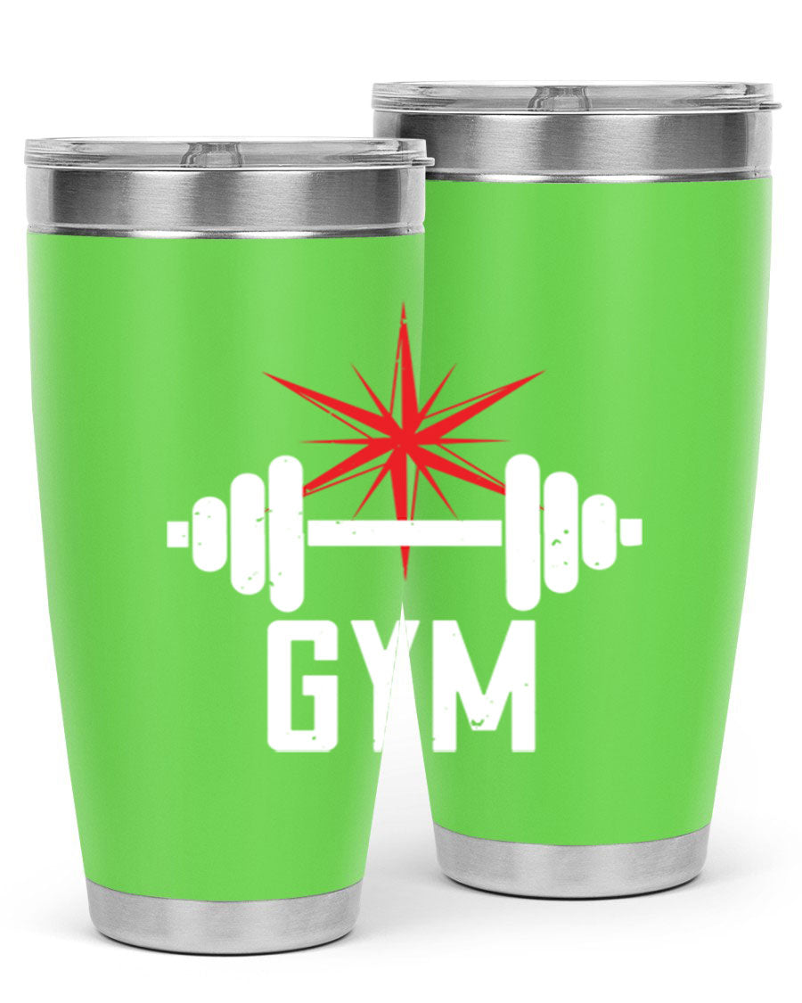 gym 94# Tumbler in stainless steel with a drink-thru lid, showcasing its sleek design and double wall insulation.