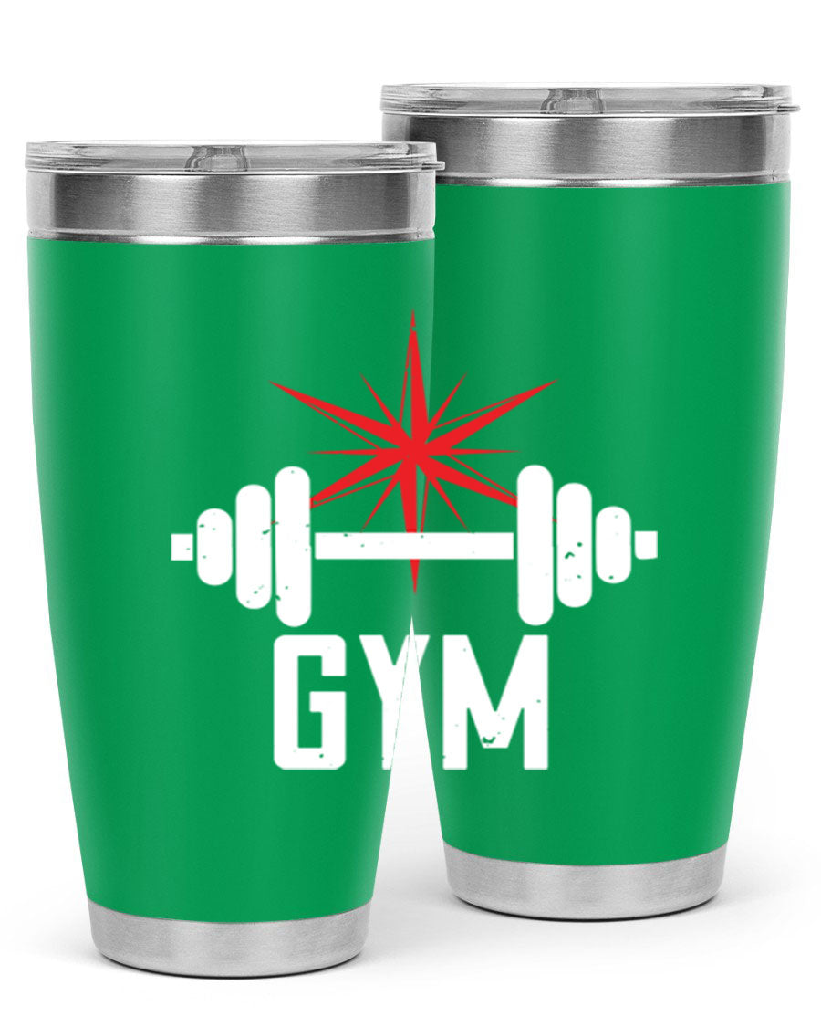 gym 94# Tumbler in stainless steel with a drink-thru lid, showcasing its sleek design and double wall insulation.