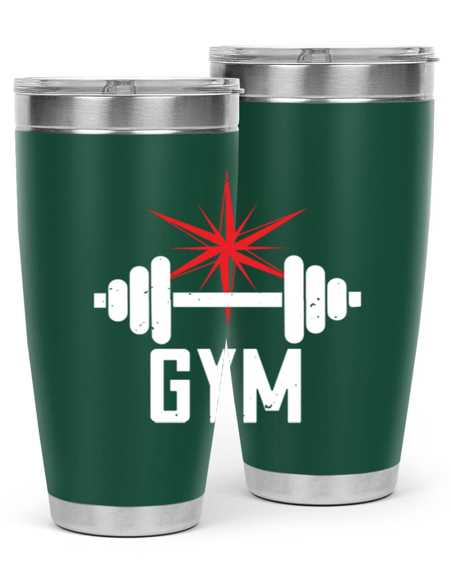 gym 94# Tumbler in stainless steel with a drink-thru lid, showcasing its sleek design and double wall insulation.