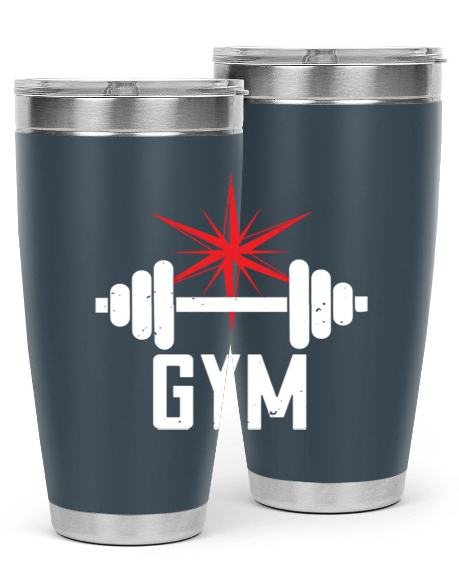 gym 94# Tumbler in stainless steel with a drink-thru lid, showcasing its sleek design and double wall insulation.
