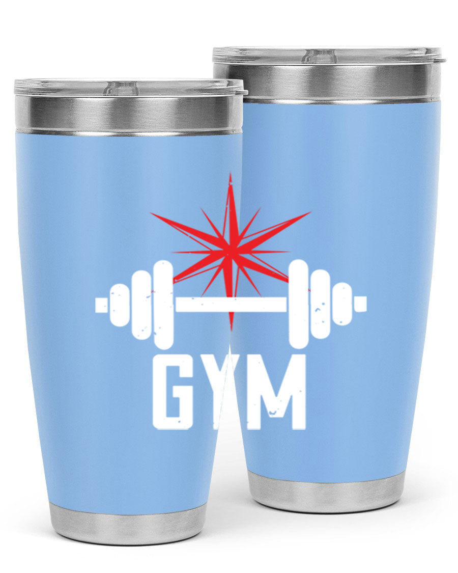 gym 94# Tumbler in stainless steel with a drink-thru lid, showcasing its sleek design and double wall insulation.