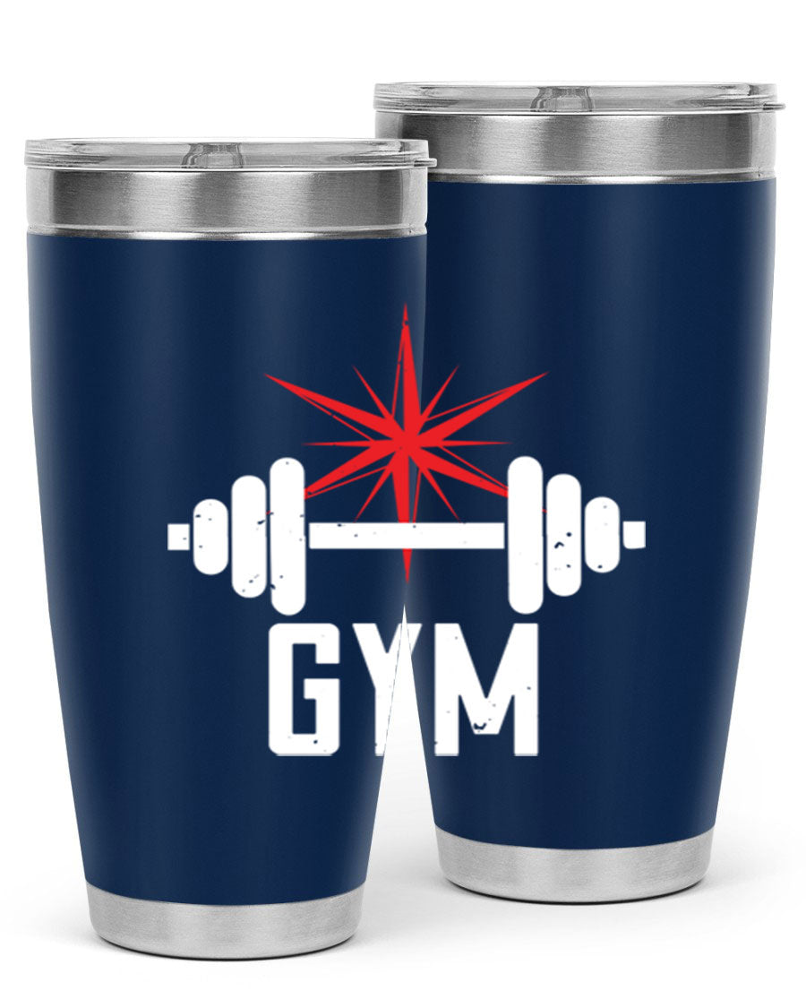 gym 94# Tumbler in stainless steel with a drink-thru lid, showcasing its sleek design and double wall insulation.