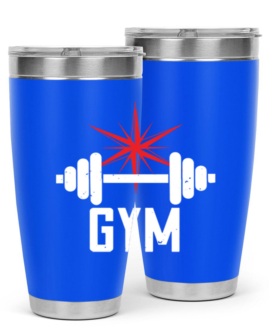 gym 94# Tumbler in stainless steel with a drink-thru lid, showcasing its sleek design and double wall insulation.