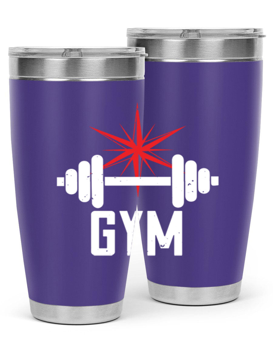 gym 94# Tumbler in stainless steel with a drink-thru lid, showcasing its sleek design and double wall insulation.