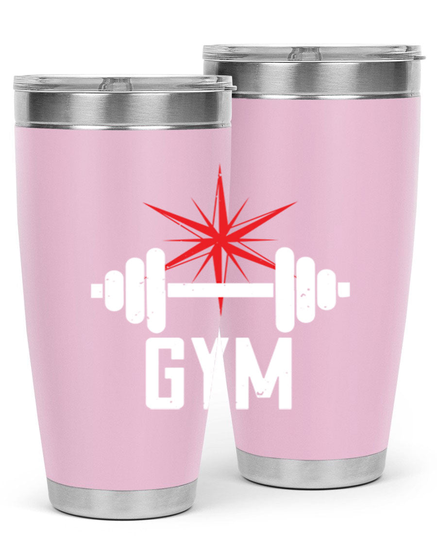 gym 94# Tumbler in stainless steel with a drink-thru lid, showcasing its sleek design and double wall insulation.