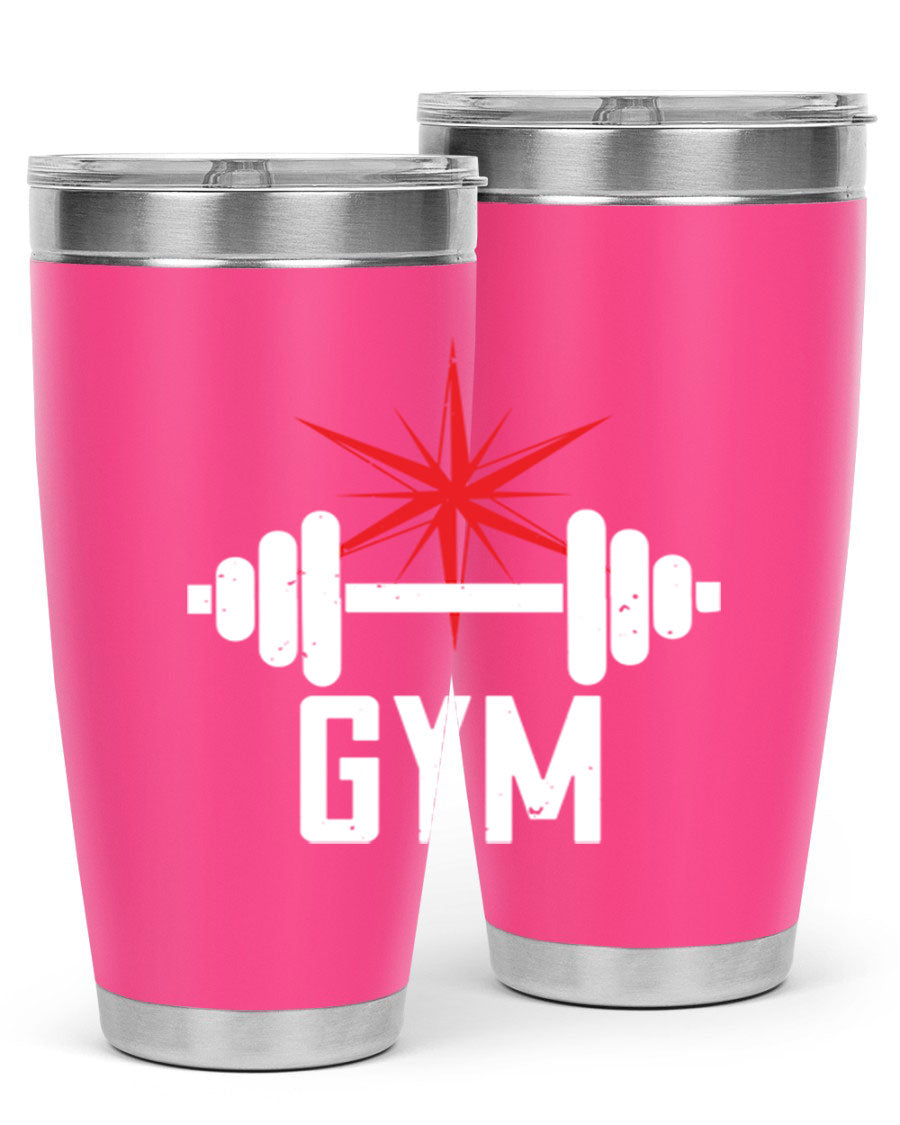 gym 94# Tumbler in stainless steel with a drink-thru lid, showcasing its sleek design and double wall insulation.