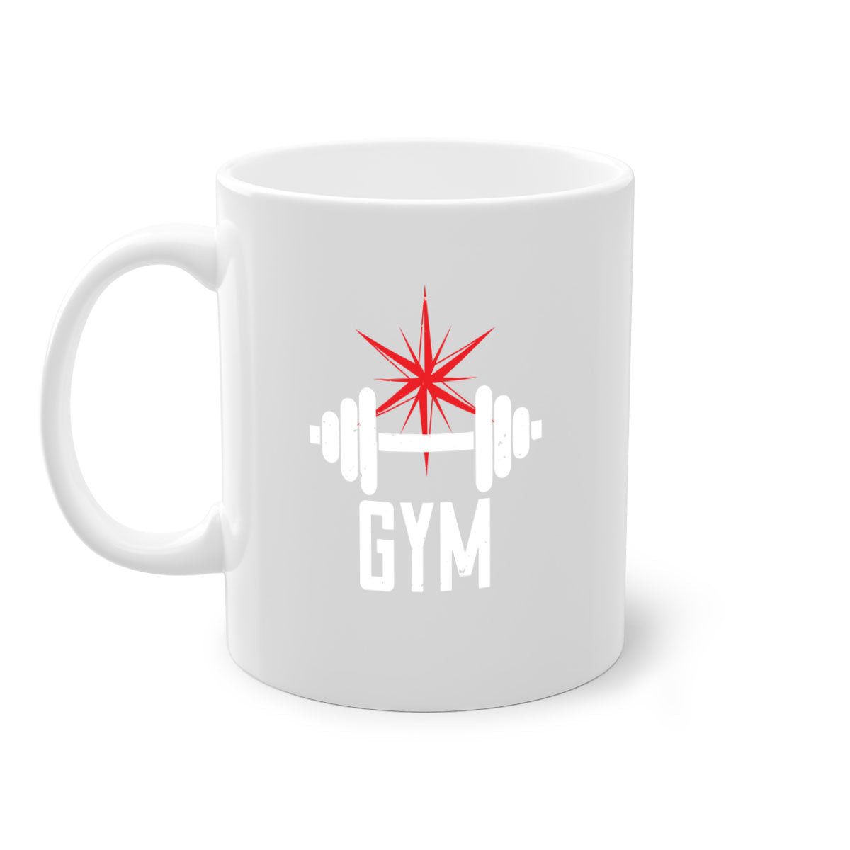 A stylish gym 94# Mug with a glossy finish, featuring a colored handle and interior, available in multiple colors.