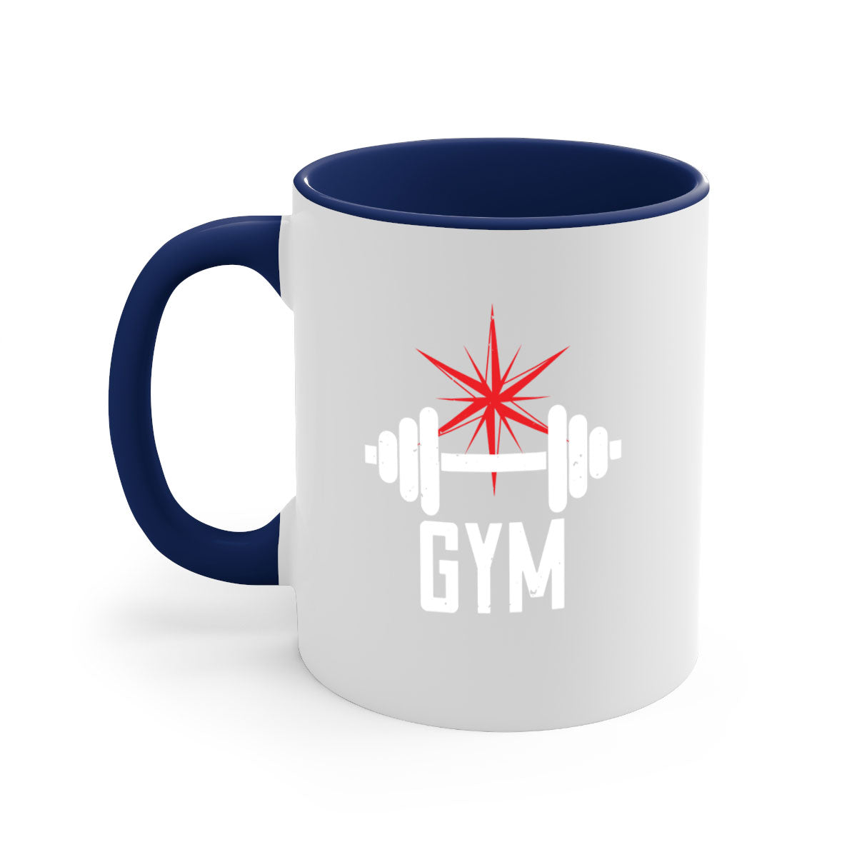A stylish gym 94# Mug with a glossy finish, featuring a colored handle and interior, available in multiple colors.