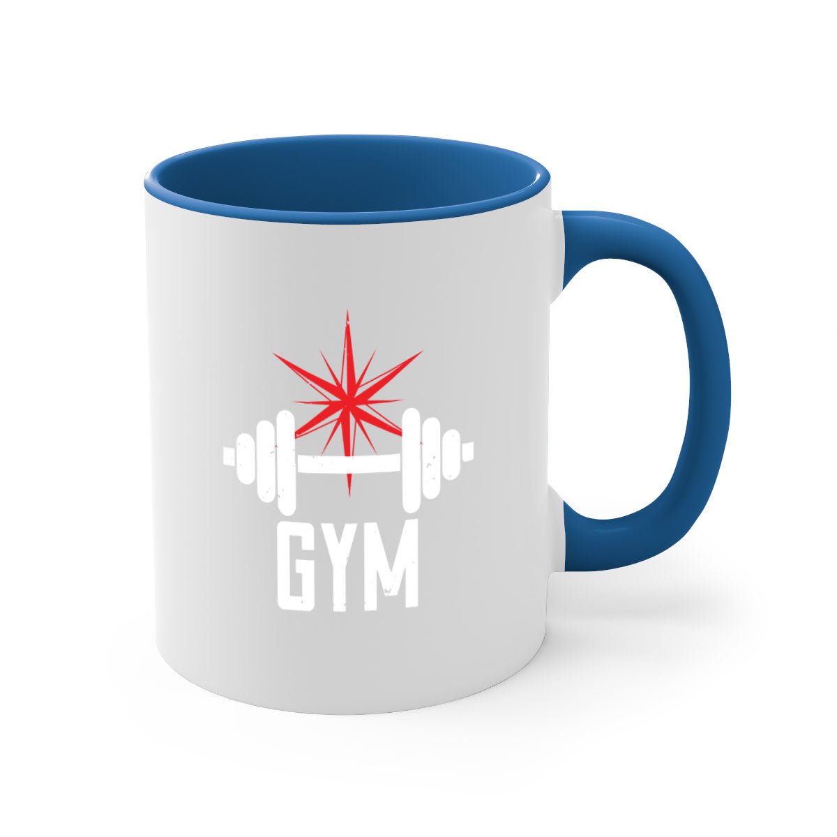 A stylish gym 94# Mug with a glossy finish, featuring a colored handle and interior, available in multiple colors.