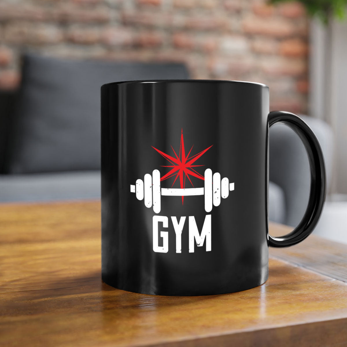 A stylish gym 94# Mug with a glossy finish, featuring a colored handle and interior, available in multiple colors.