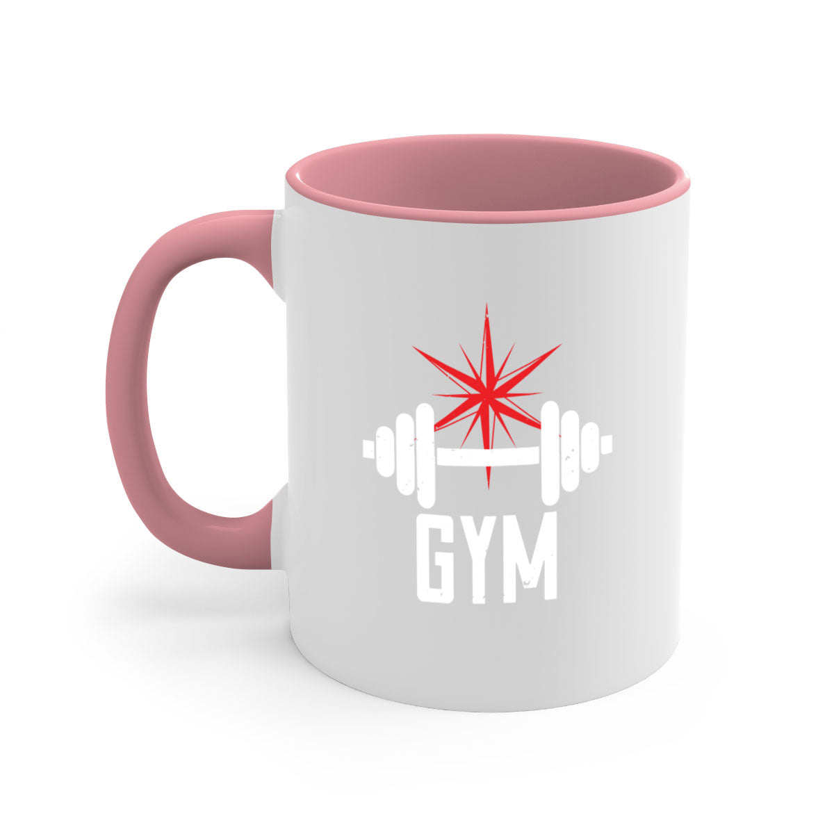 A stylish gym 94# Mug with a glossy finish, featuring a colored handle and interior, available in multiple colors.