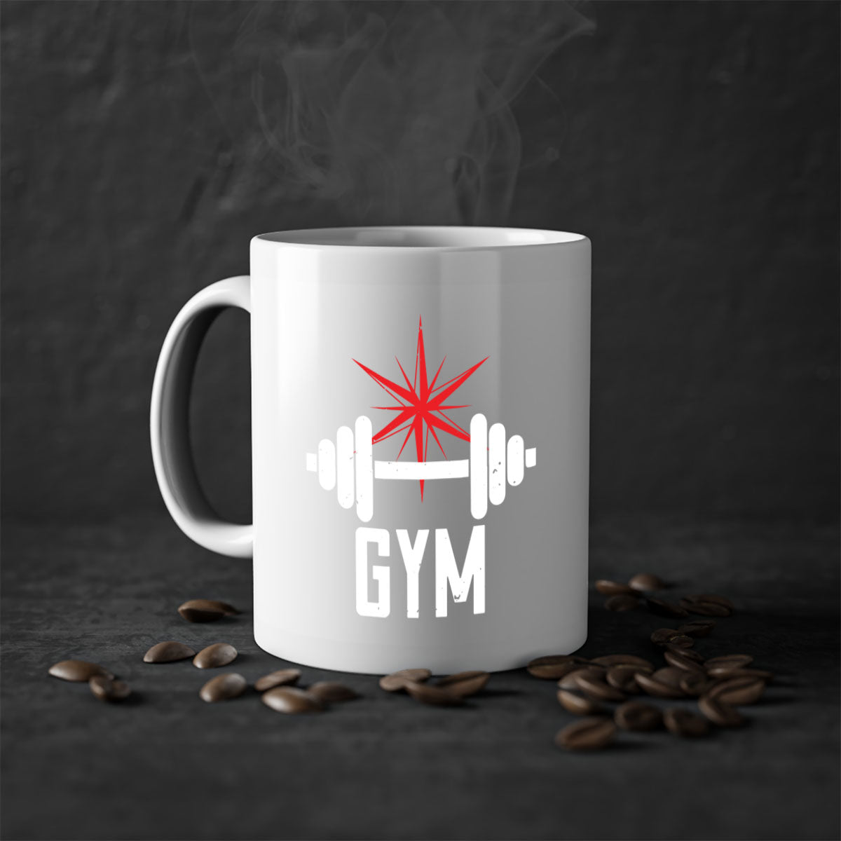 A stylish gym 94# Mug with a glossy finish, featuring a colored handle and interior, available in multiple colors.