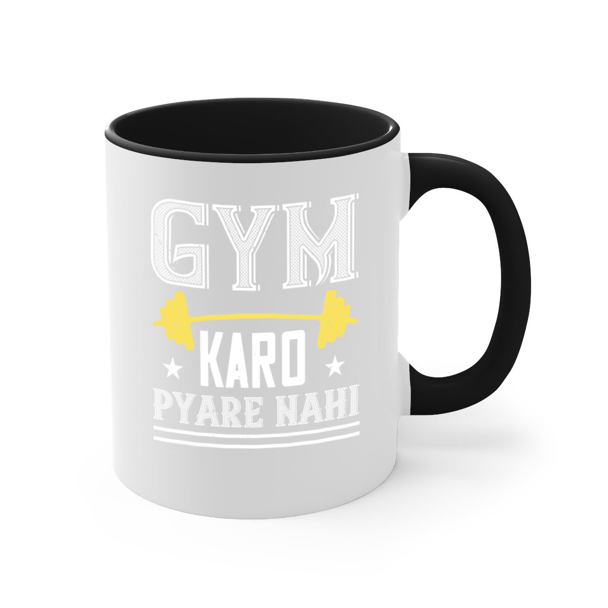 gym karo pare nahi 9# Mug with colorful handle and glossy finish, available in multiple colors and sizes.