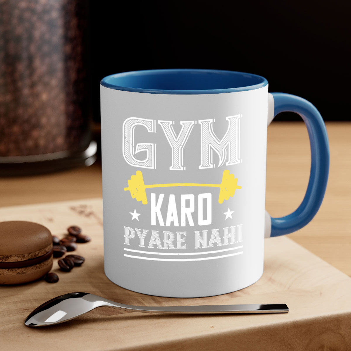 gym karo pare nahi 9# Mug with colorful handle and glossy finish, available in multiple colors and sizes.