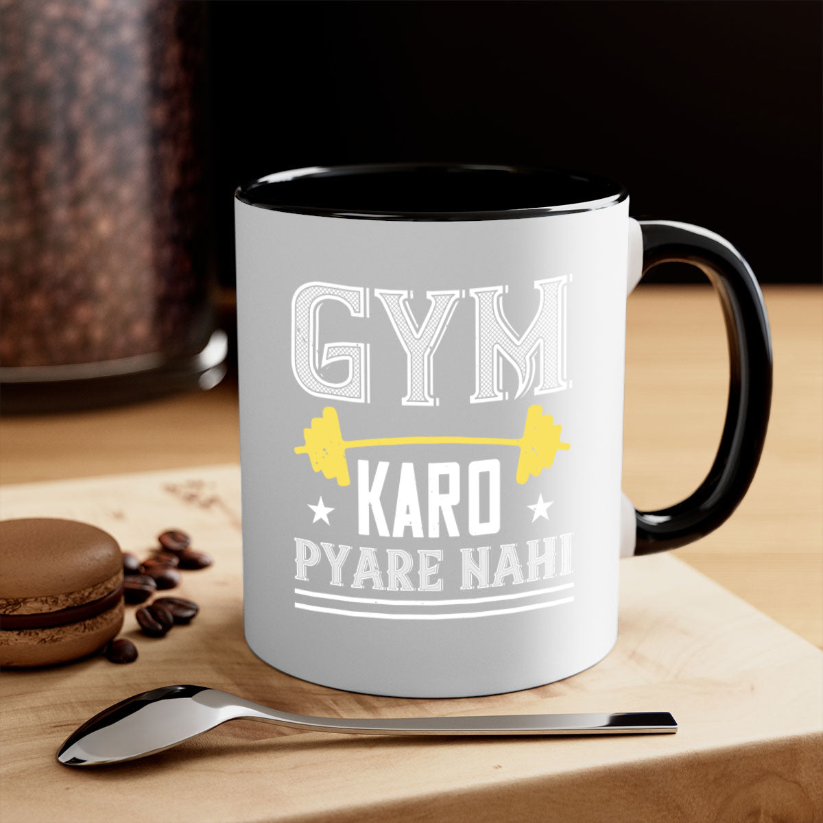 gym karo pare nahi 9# Mug with colorful handle and glossy finish, available in multiple colors and sizes.