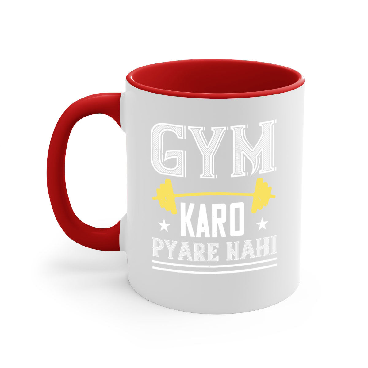 gym karo pare nahi 9# Mug with colorful handle and glossy finish, available in multiple colors and sizes.