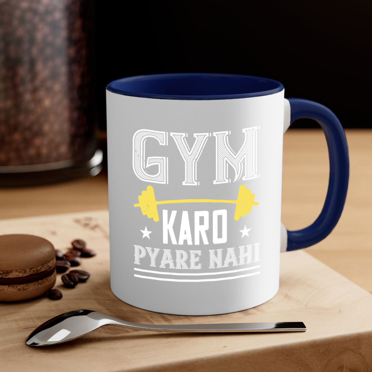 gym karo pare nahi 9# Mug with colorful handle and glossy finish, available in multiple colors and sizes.