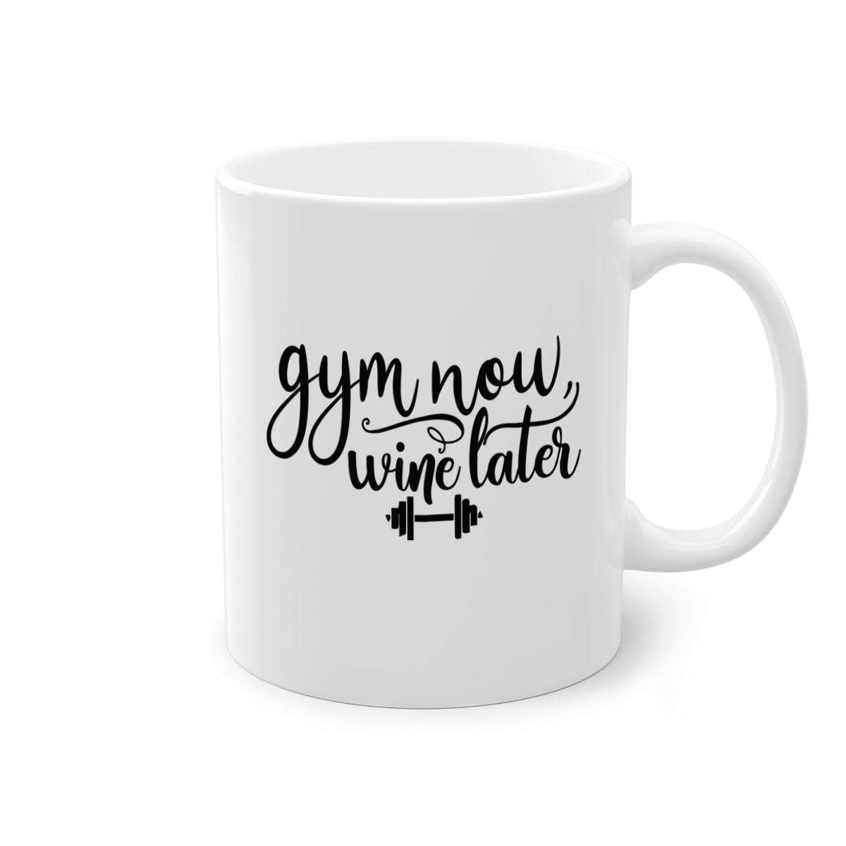 Gym Now Wine Later Mug in five vibrant colors with a glossy finish and C-shaped handle.