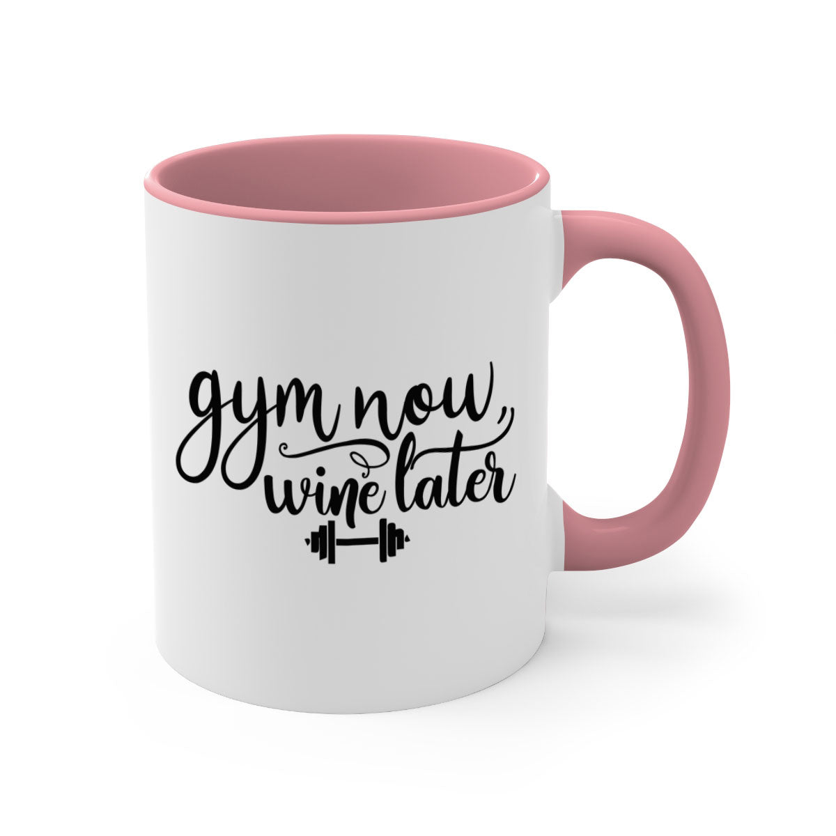 Gym Now Wine Later Mug in five vibrant colors with a glossy finish and C-shaped handle.