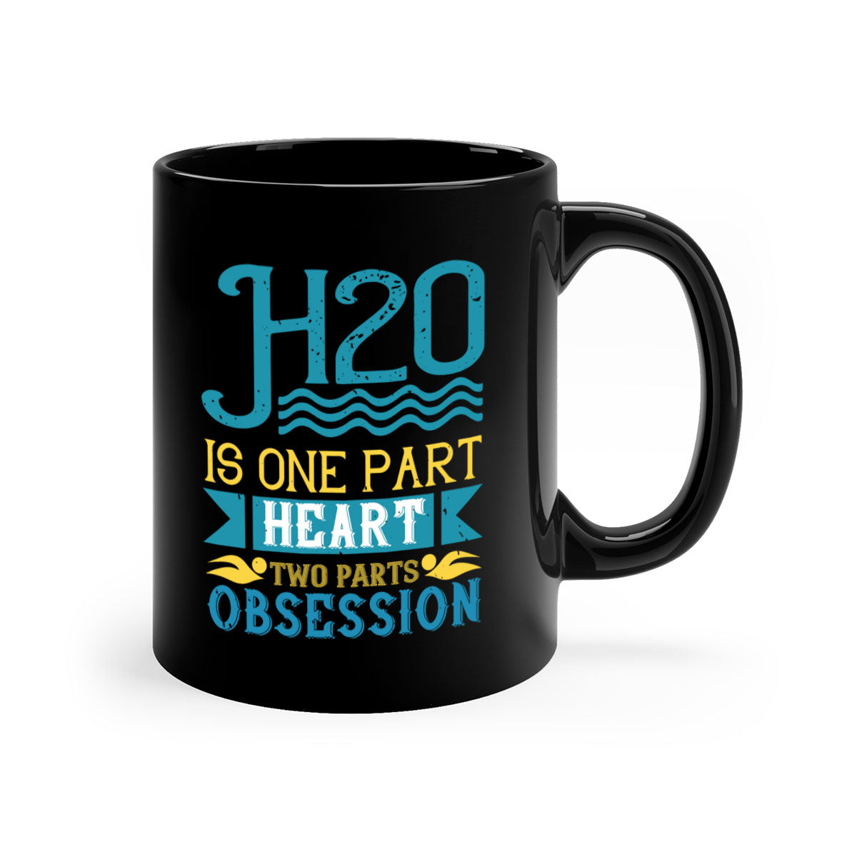 H is one part heart two parts obsession mug with a glossy finish and colored handle, available in multiple colors and sizes.