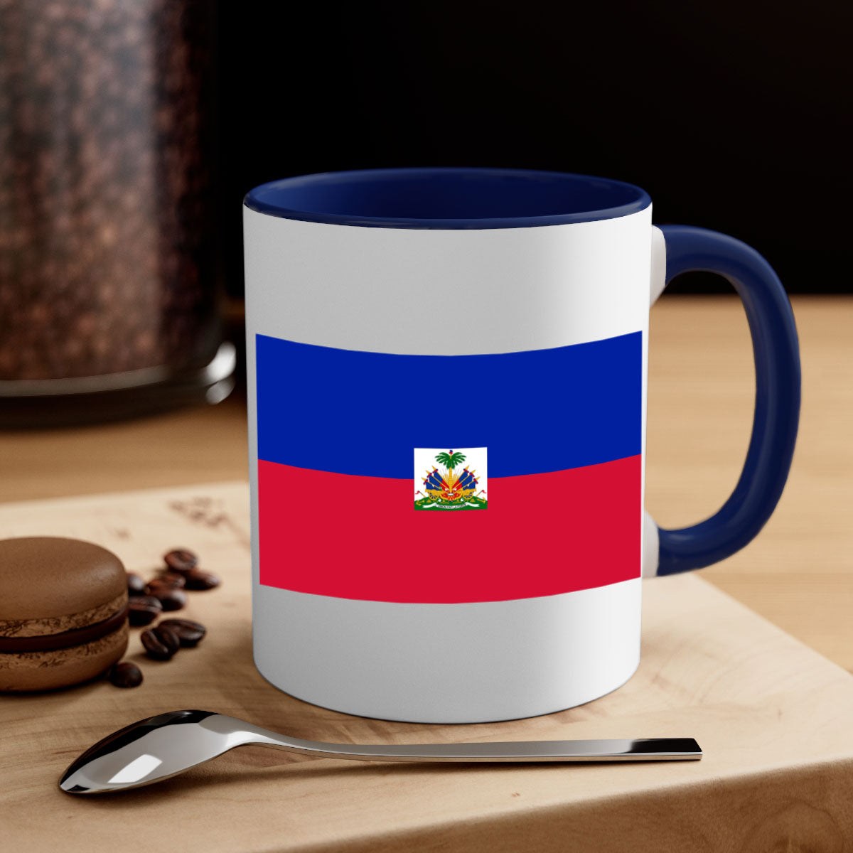 Haiti 125# Mug featuring a glossy finish with a colored handle and interior, available in multiple colors.
