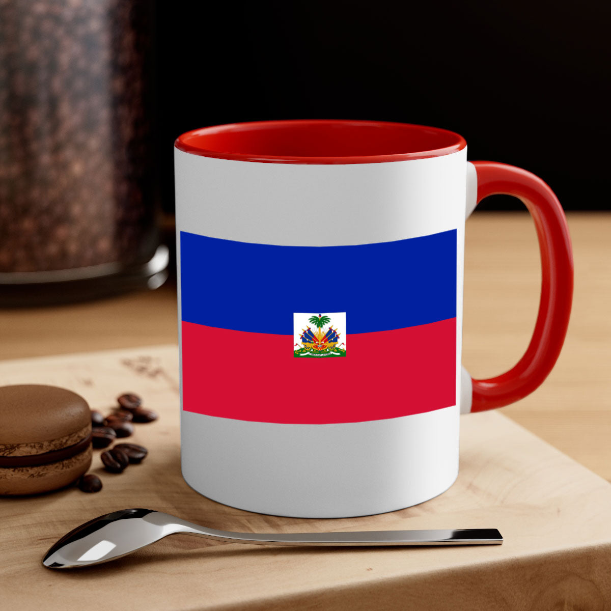 Haiti 125# Mug featuring a glossy finish with a colored handle and interior, available in multiple colors.
