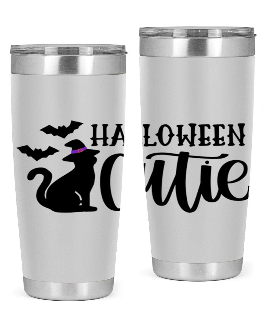 Halloween Cutie 75# Tumbler featuring a festive design, double wall vacuum stainless steel, and a drink-thru lid.