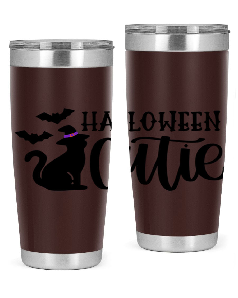 Halloween Cutie 75# Tumbler featuring a festive design, double wall vacuum stainless steel, and a drink-thru lid.