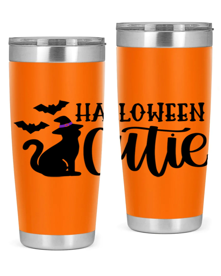 Halloween Cutie 75# Tumbler featuring a festive design, double wall vacuum stainless steel, and a drink-thru lid.