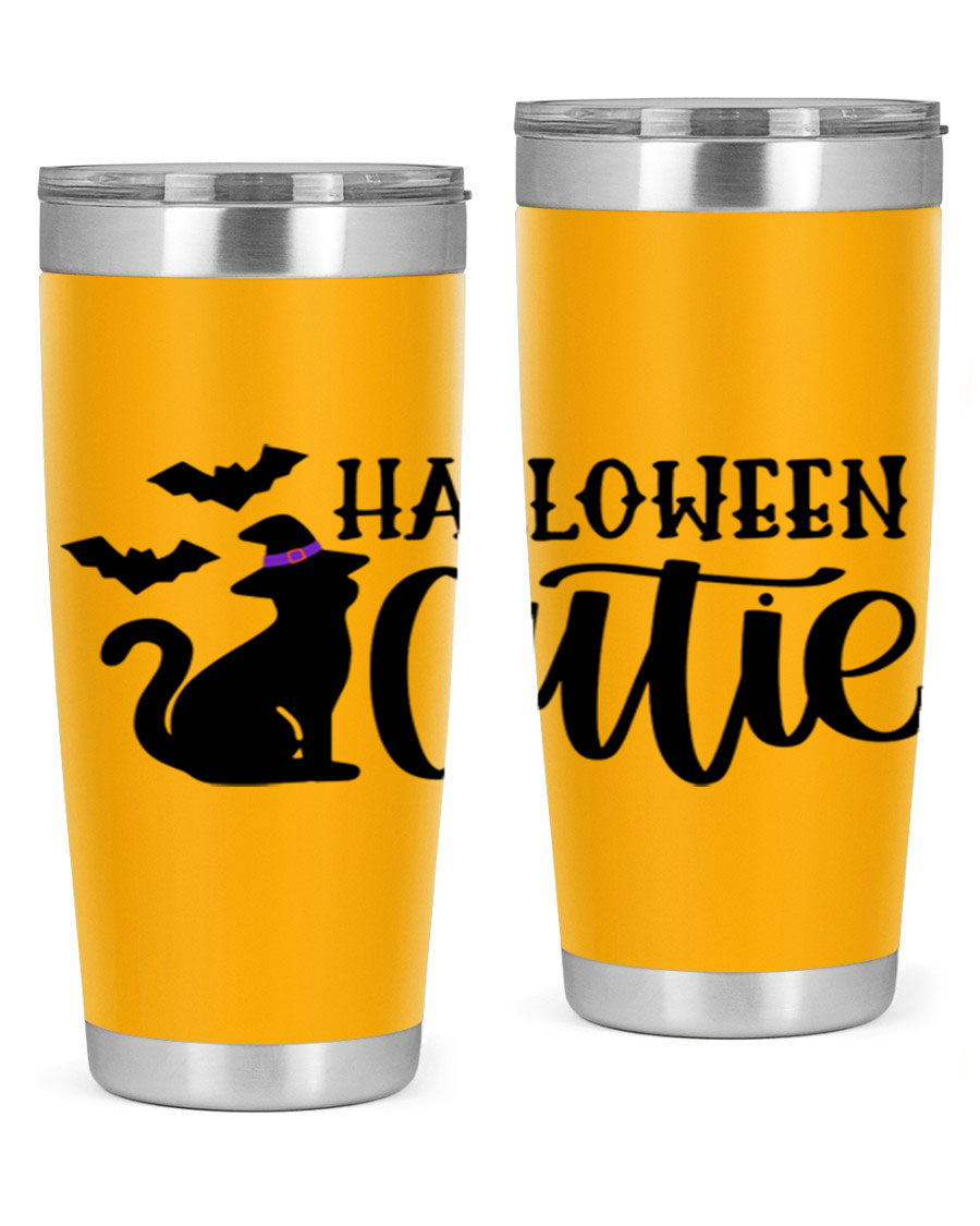 Halloween Cutie 75# Tumbler featuring a festive design, double wall vacuum stainless steel, and a drink-thru lid.