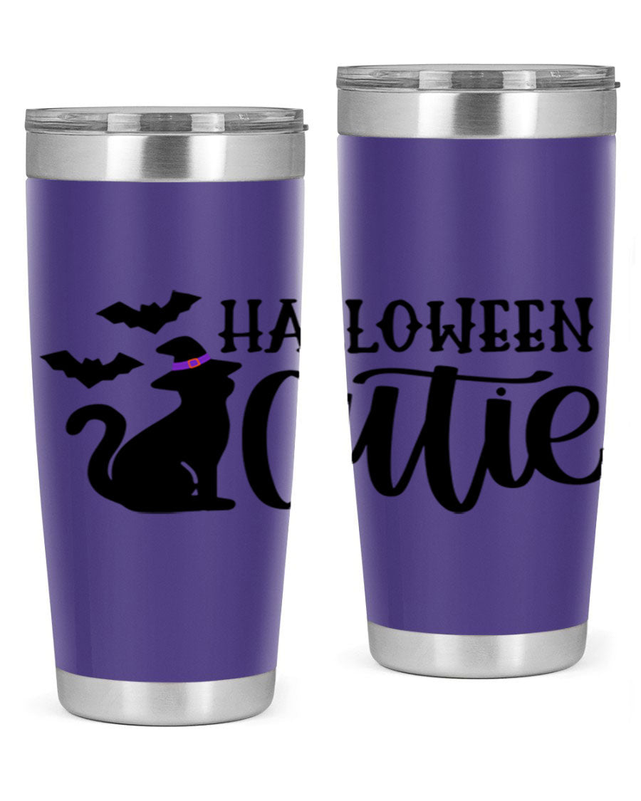 Halloween Cutie 75# Tumbler featuring a festive design, double wall vacuum stainless steel, and a drink-thru lid.