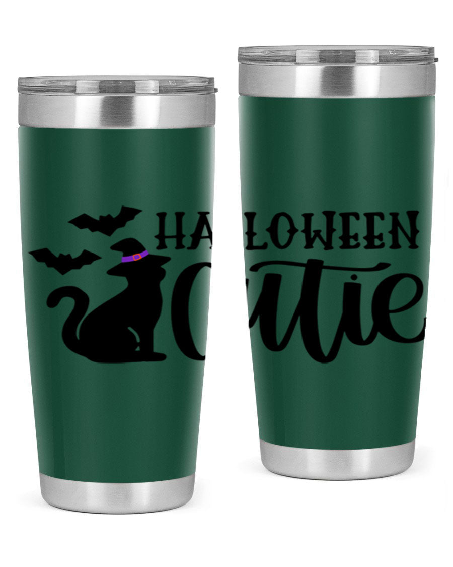 Halloween Cutie 75# Tumbler featuring a festive design, double wall vacuum stainless steel, and a drink-thru lid.