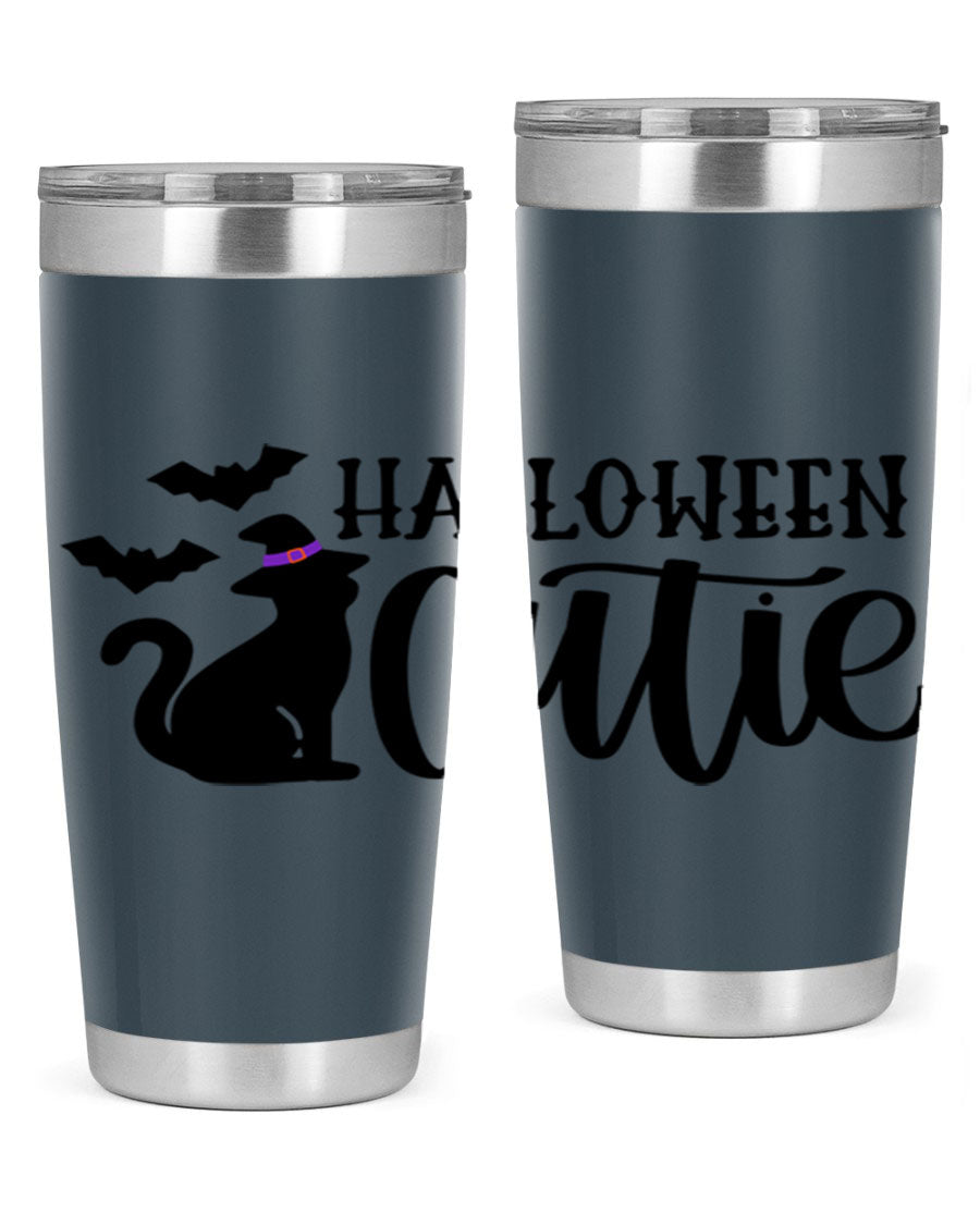 Halloween Cutie 75# Tumbler featuring a festive design, double wall vacuum stainless steel, and a drink-thru lid.
