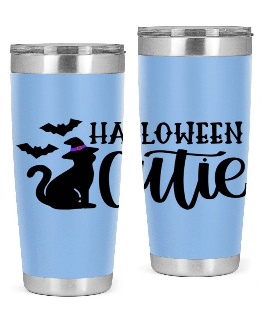 Halloween Cutie 75# Tumbler featuring a festive design, double wall vacuum stainless steel, and a drink-thru lid.