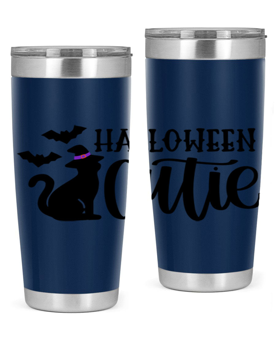 Halloween Cutie 75# Tumbler featuring a festive design, double wall vacuum stainless steel, and a drink-thru lid.