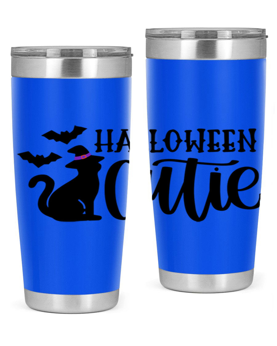 Halloween Cutie 75# Tumbler featuring a festive design, double wall vacuum stainless steel, and a drink-thru lid.