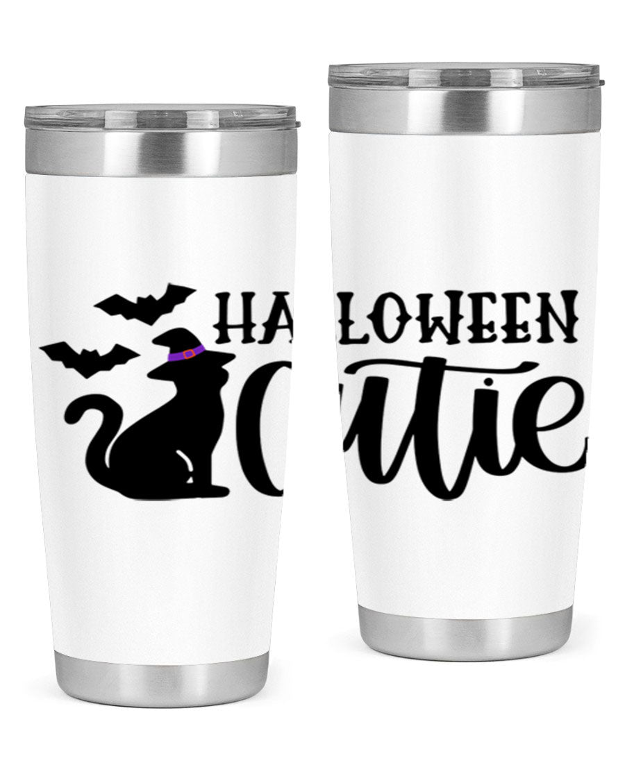 Halloween Cutie 75# Tumbler featuring a festive design, double wall vacuum stainless steel, and a drink-thru lid.