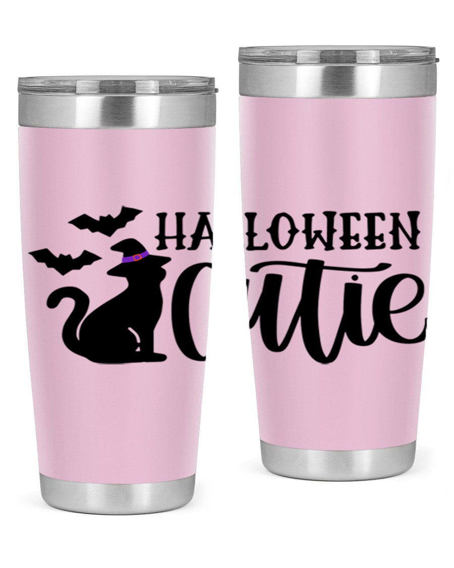 Halloween Cutie 75# Tumbler featuring a festive design, double wall vacuum stainless steel, and a drink-thru lid.