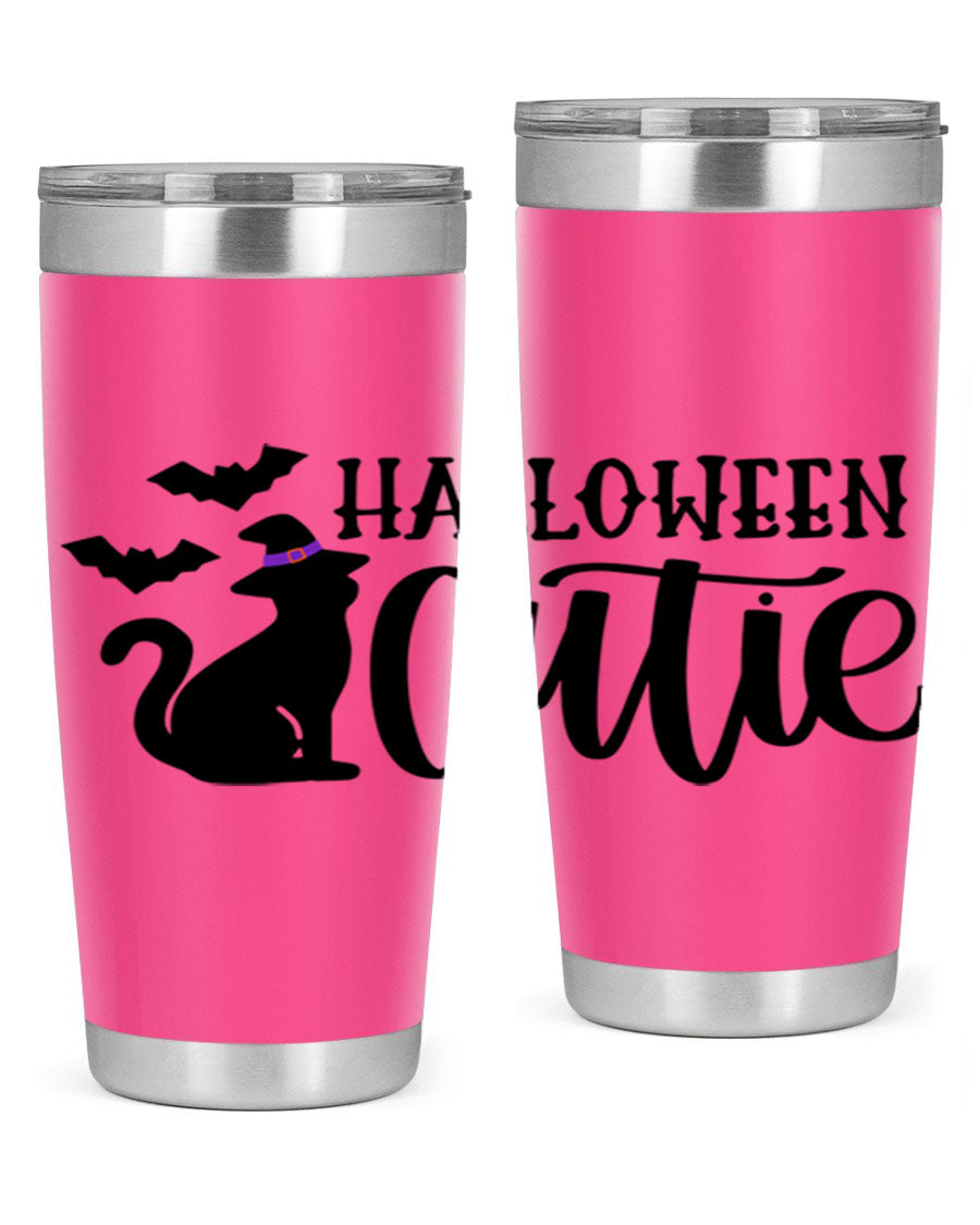 Halloween Cutie 75# Tumbler featuring a festive design, double wall vacuum stainless steel, and a drink-thru lid.